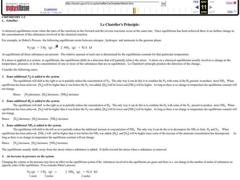 Le chatelier's principle worksheet with answers